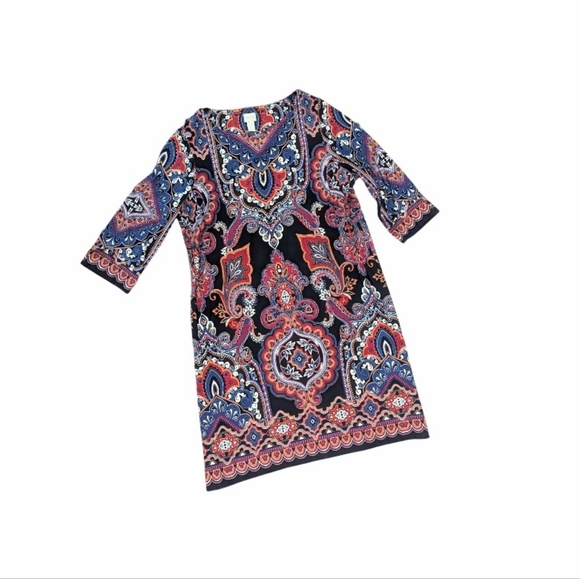 Chico's Vibrant Paisley Shift Dress, Size 3 - Picture 1 of 3